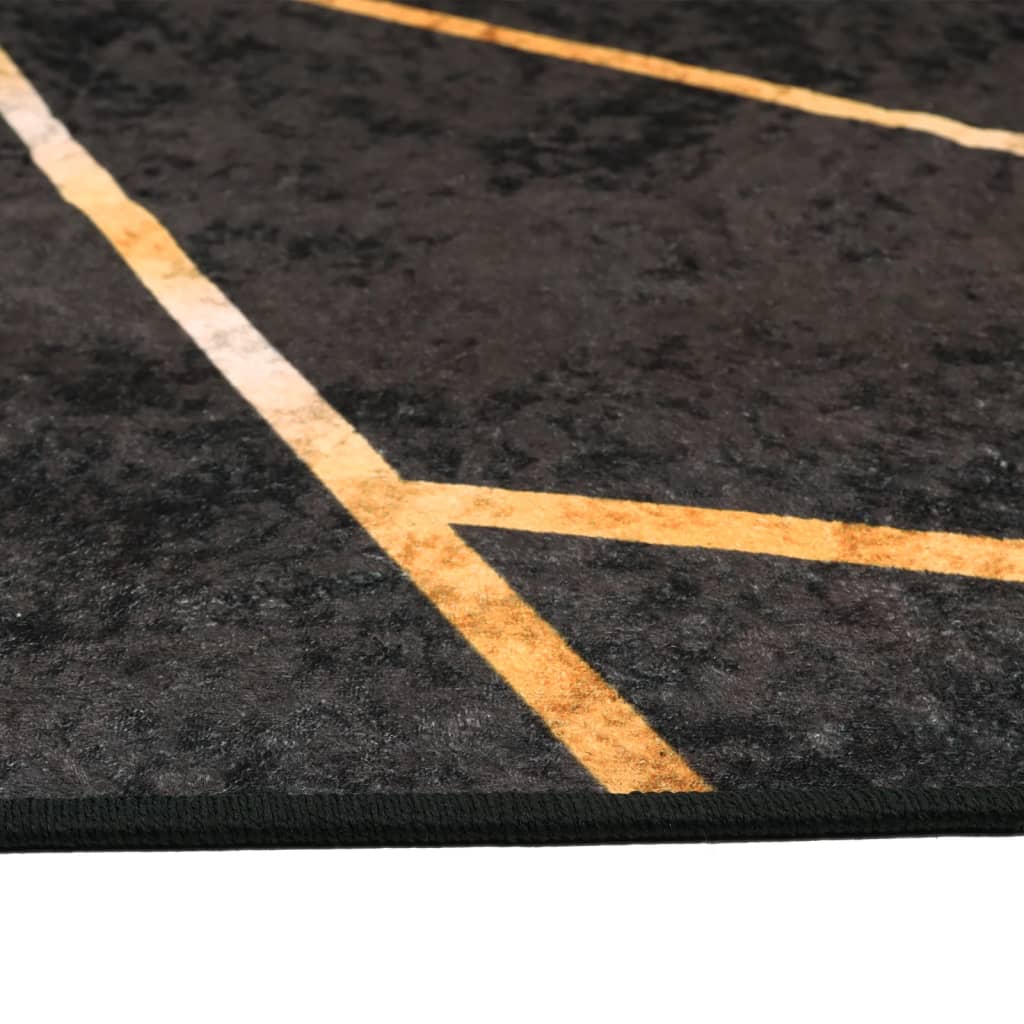 Teppich Waschbar Schwarz und Golden 190x300 cm