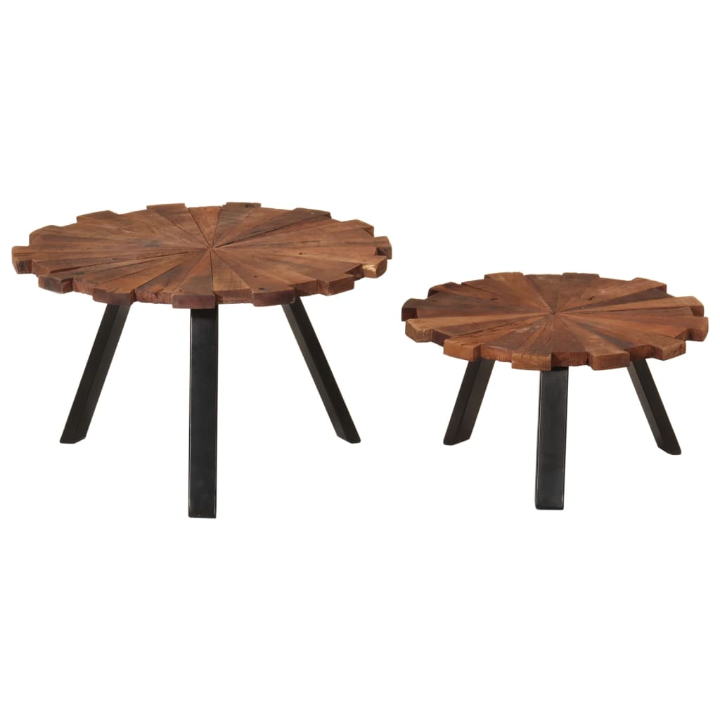 Tables basses 2 pcs. Bois massif récupéré et fer