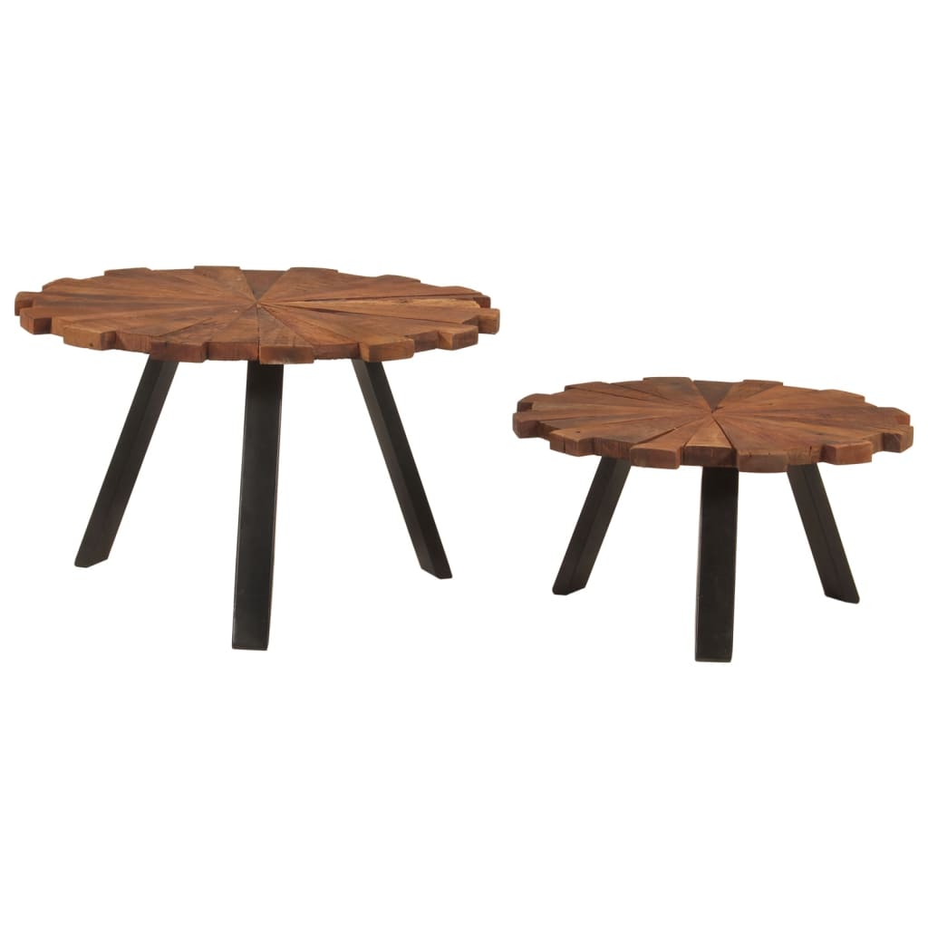 Tables basses 2 pcs. Bois massif récupéré et fer