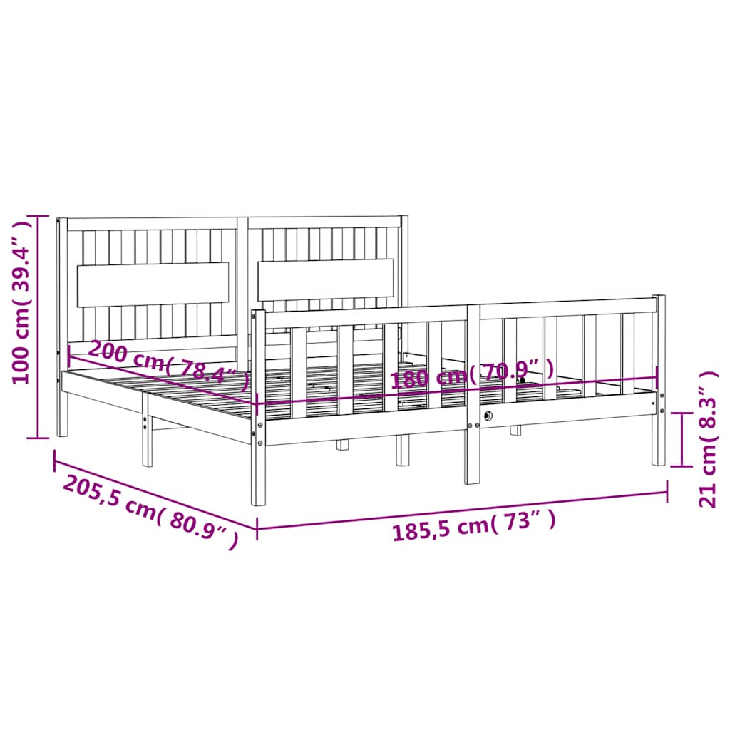 Bettgestell ohne Matratze Super King Size Massivholz Kiefer