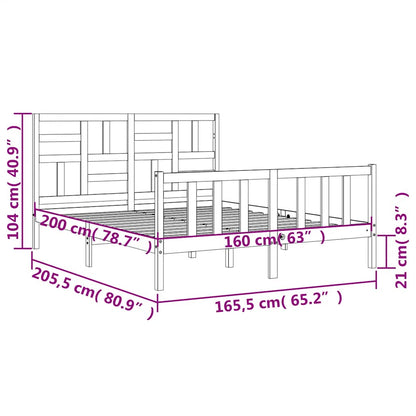 Massivholzbett ohne Matratze 160x200 cm Kiefernholz