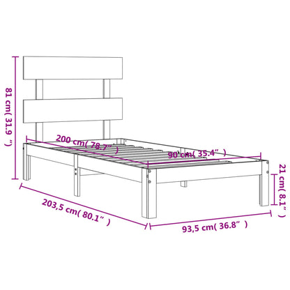Massivholzbett ohne Matratze Weiß 90x200 cm Kiefernholz
