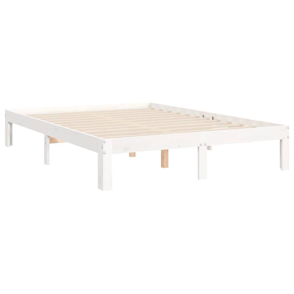 Massivholzbett ohne Matratze Weiß 140x190 cm Kiefernholz
