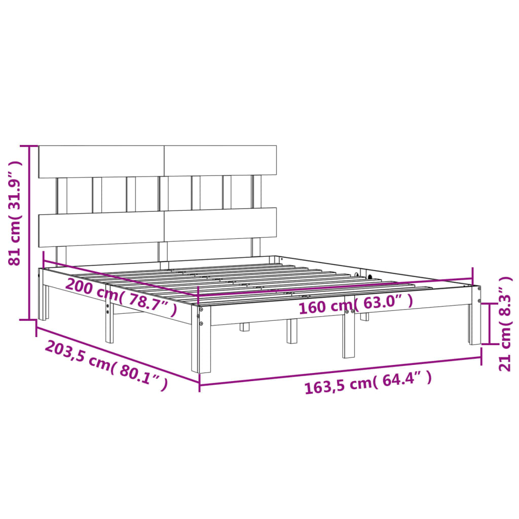 Massivholzbett ohne Matratze 160x200 cm Kiefernholz
