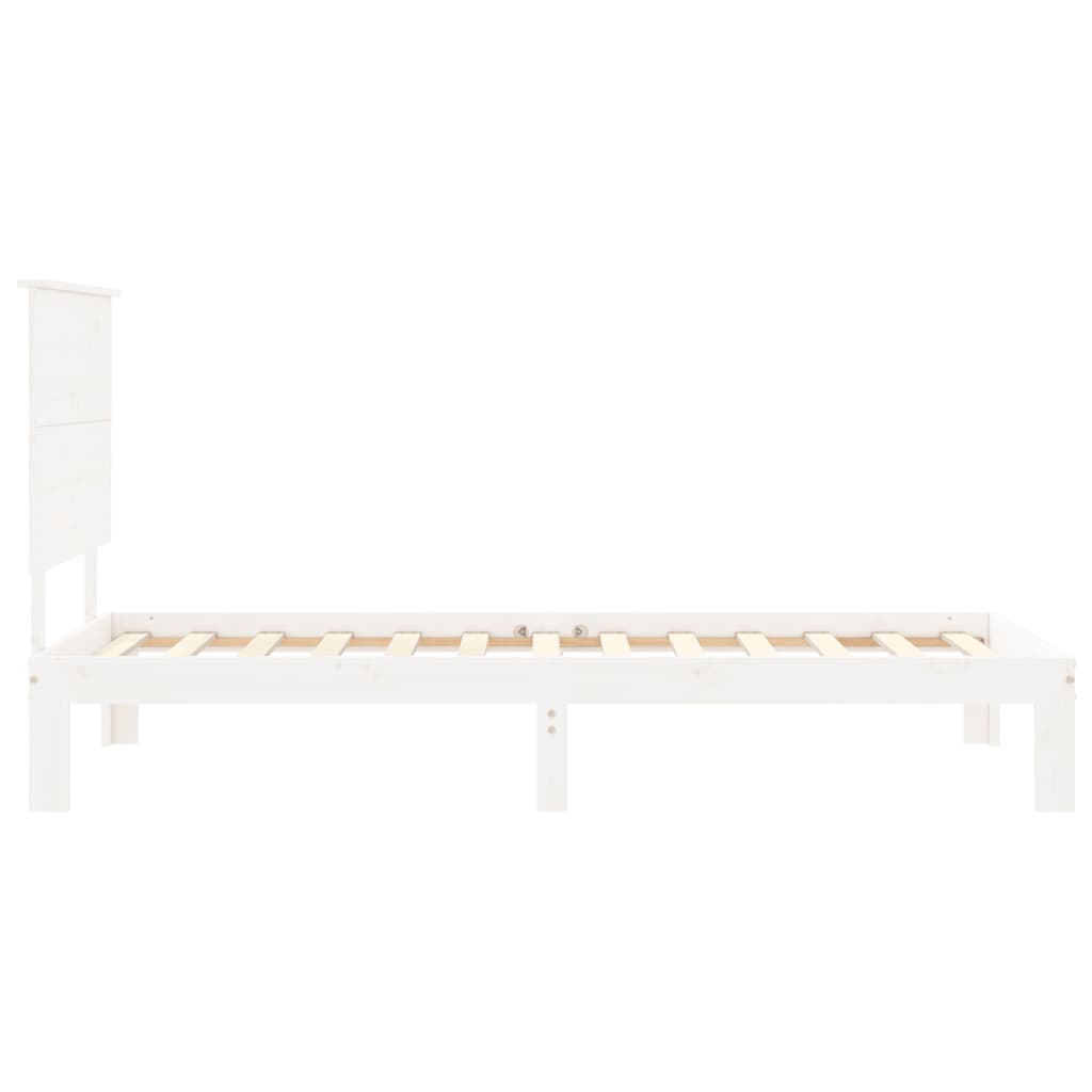 Massivholzbett ohne Matratze Weiß 90x200 cm Kiefernholz