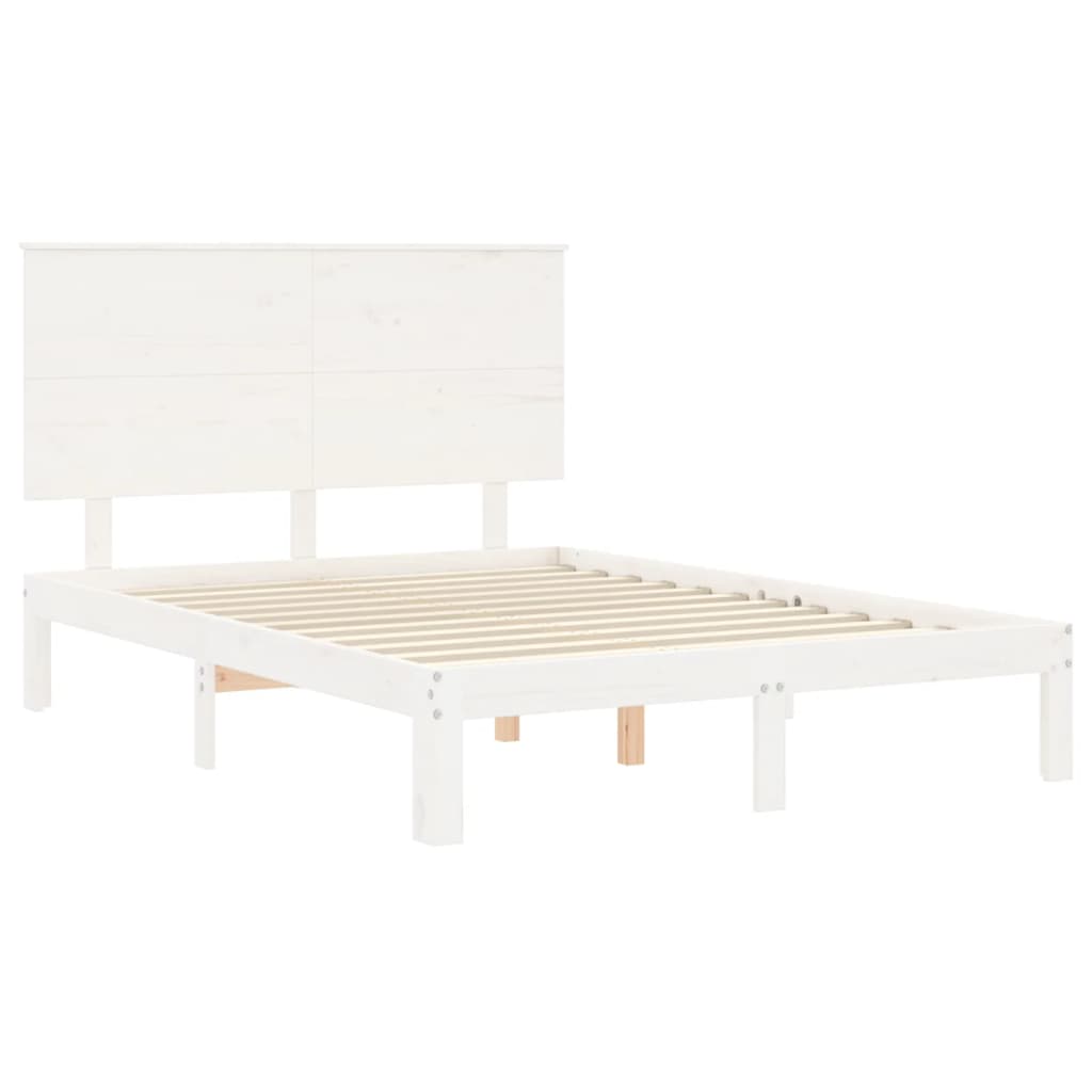 Massivholzbett ohne Matratze Weiß 120x200 cm Kiefernholz