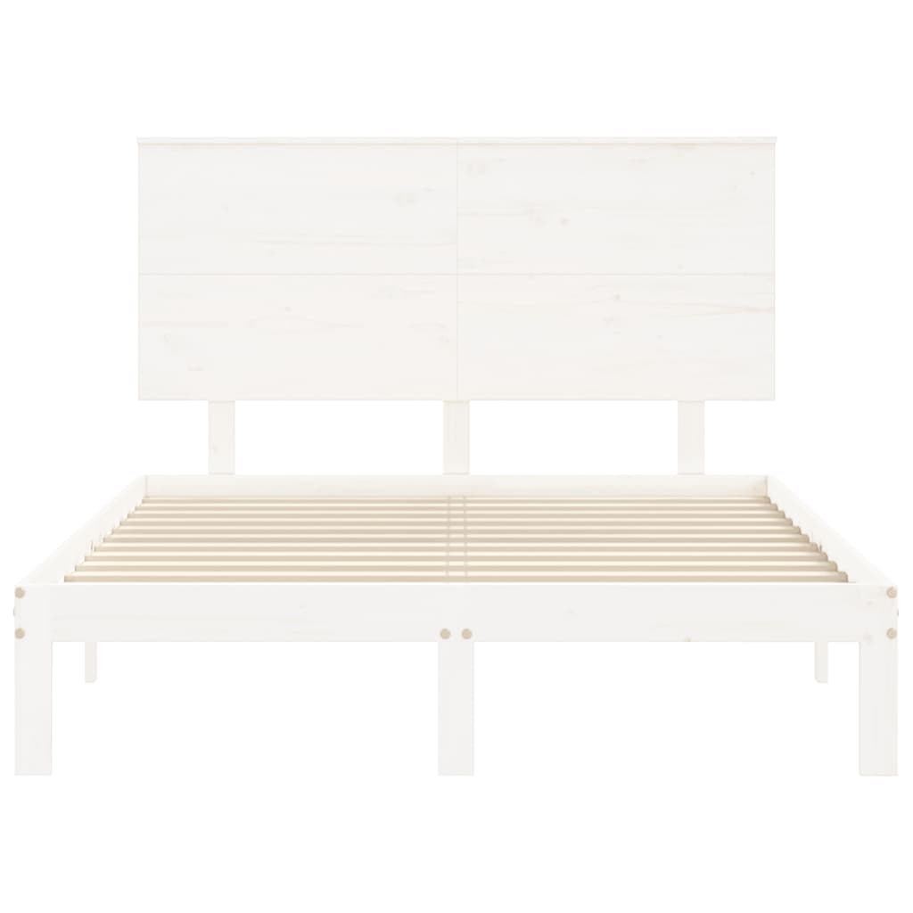 Massivholzbett ohne Matratze Weiß 120x200 cm Kiefernholz