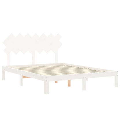 Massivholzbett ohne Matratze Weiß 140x190 cm Kiefernholz