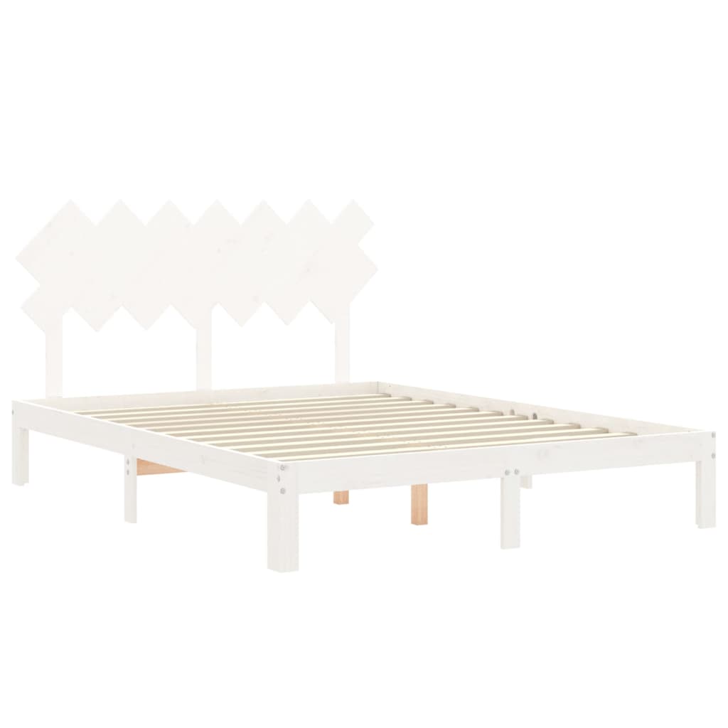 Massivholzbett ohne Matratze Weiß 140x190 cm Kiefernholz