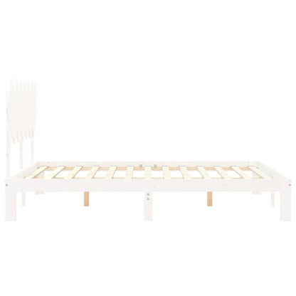 Massivholzbett ohne Matratze Weiß 140x190 cm Kiefernholz