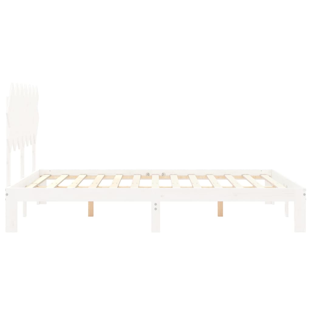 Massivholzbett ohne Matratze Weiß 140x190 cm Kiefernholz