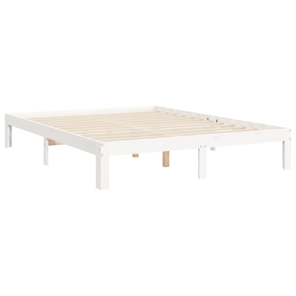Massivholzbett ohne Matratze Weiß 140x190 cm Kiefernholz