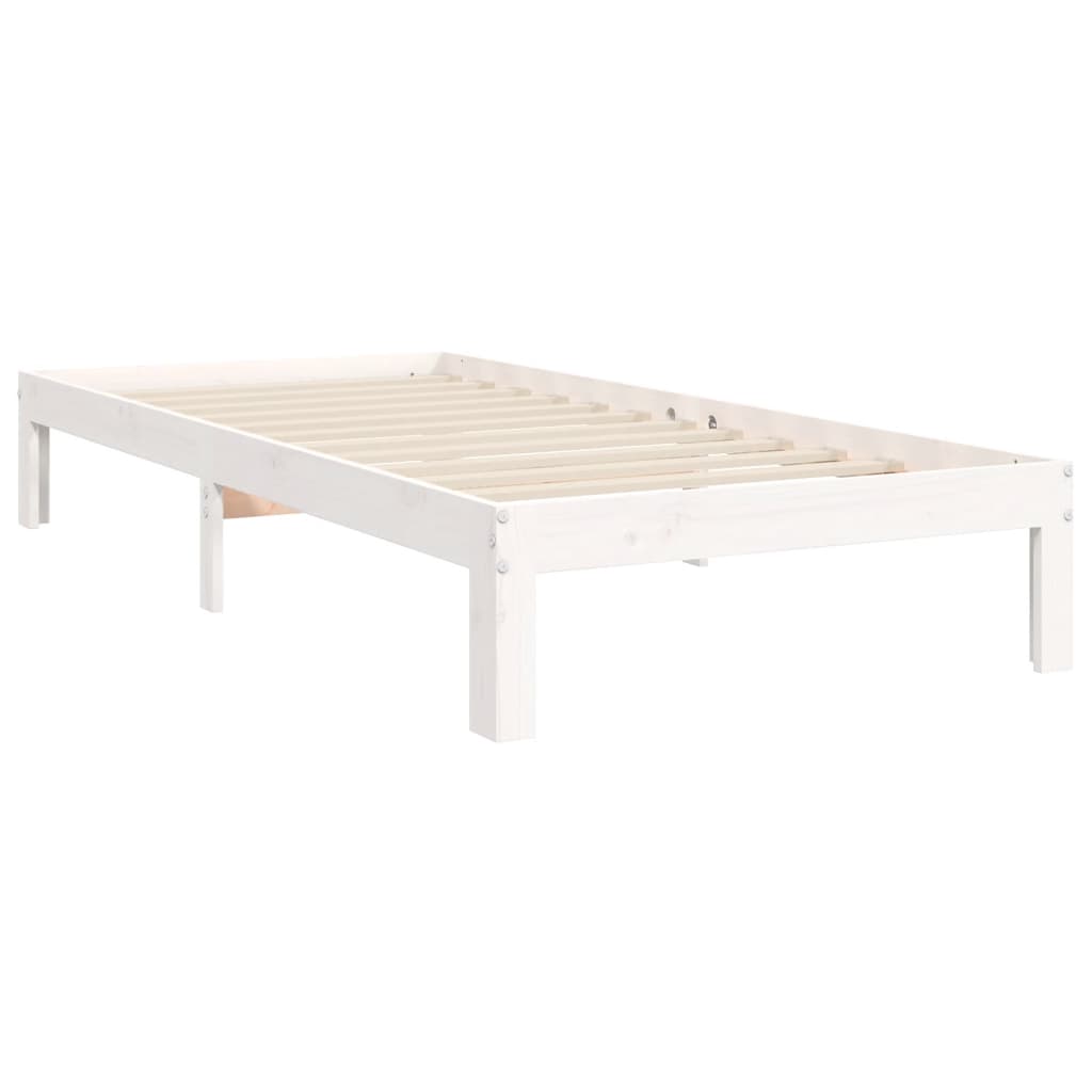 Massivholzbett ohne Matratze Weiß 90x200 cm Kiefernholz