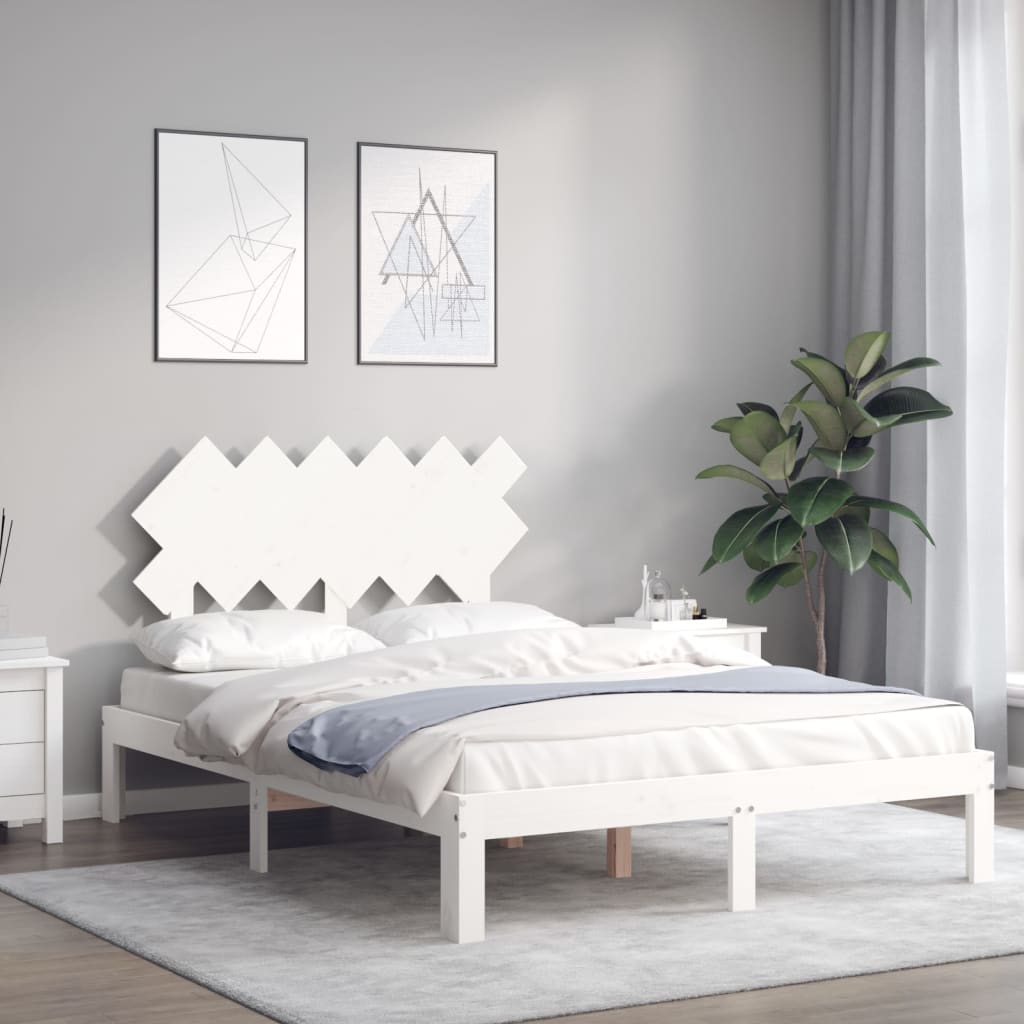 Massivholzbett ohne Matratze Weiß 120x200 cm Kiefernholz