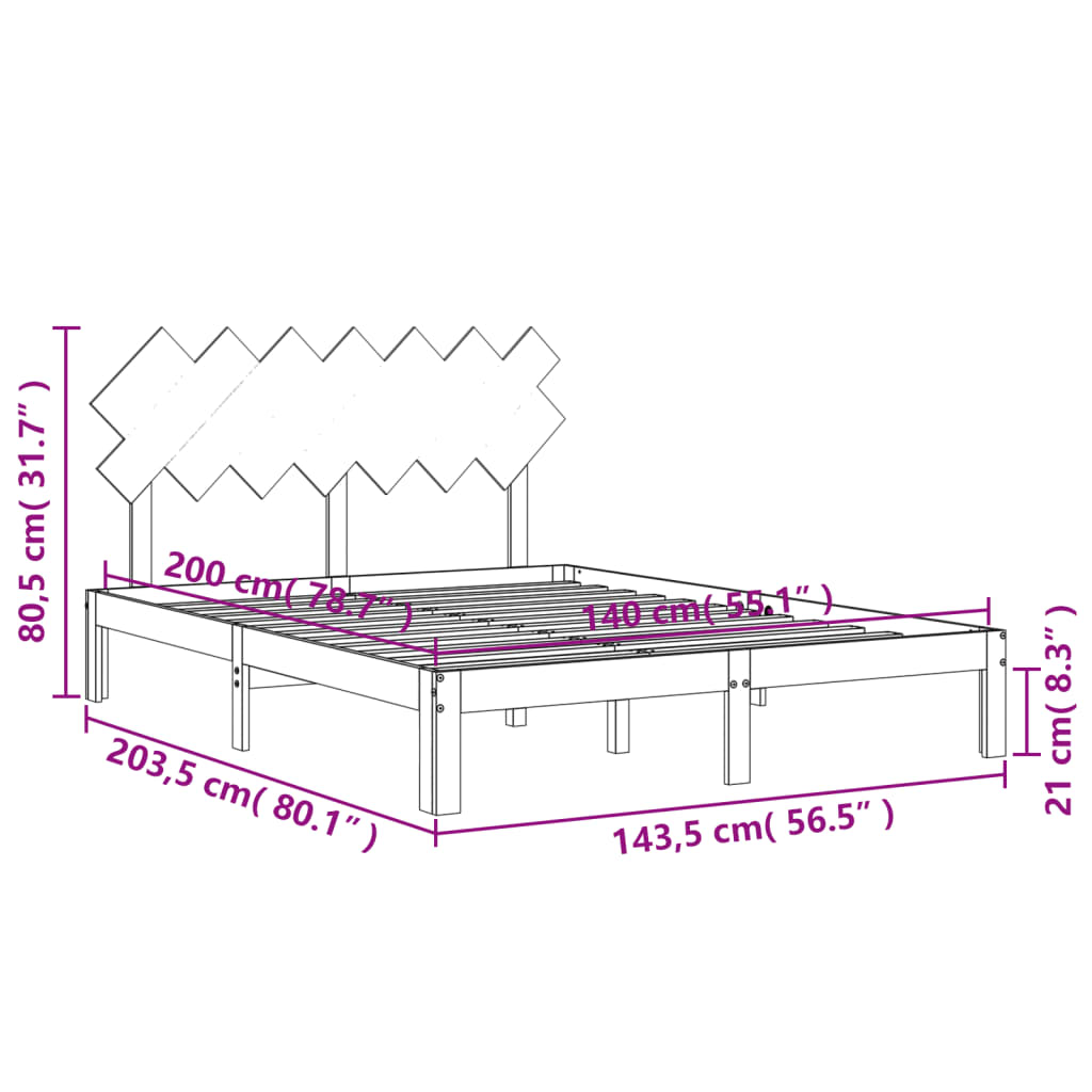 Massivholzbett ohne Matratze Weiß 140x200 cm Kiefernholz