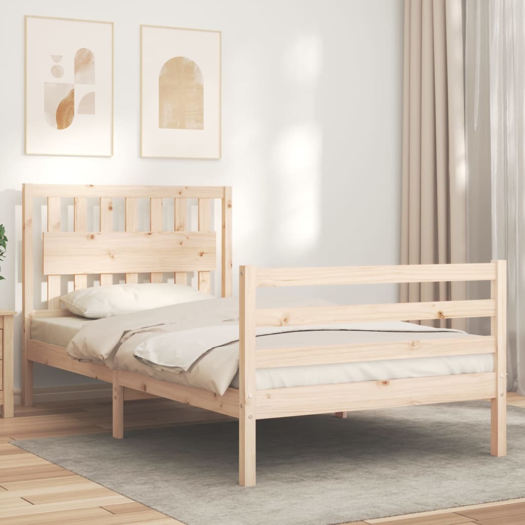 Massivholzbett mit Kopfteil 100x200 cm