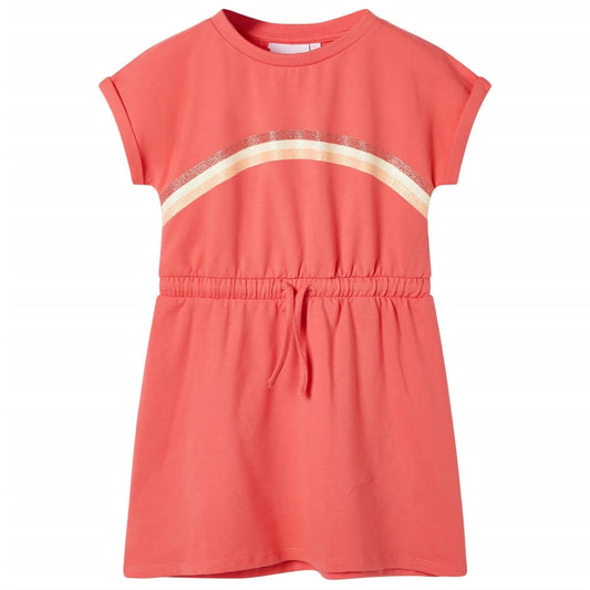 Kinderkleid mit Kordelzug Korallenrosa 116