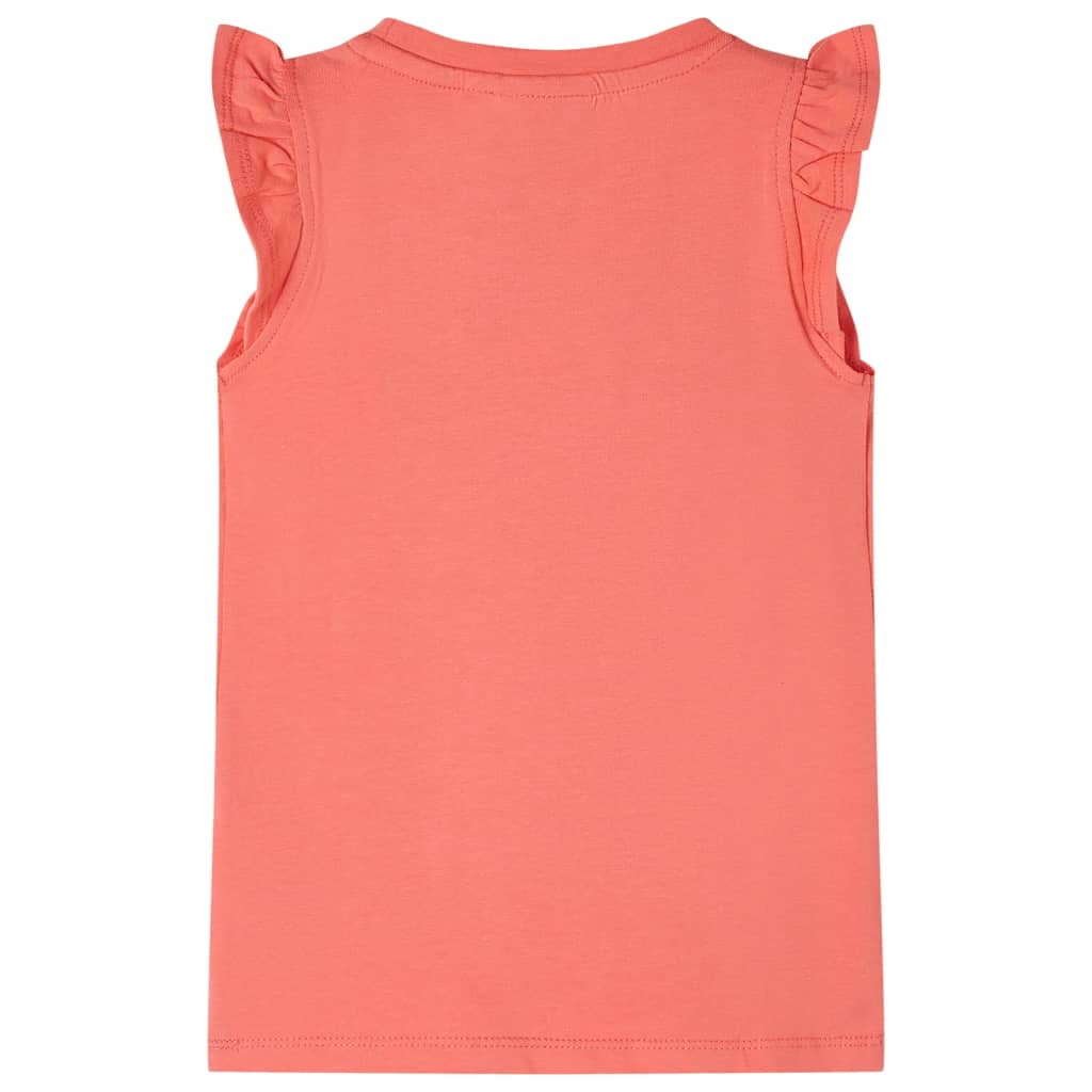 Kinder-T-Shirt mit Rüschenärmeln Korallenrosa 128