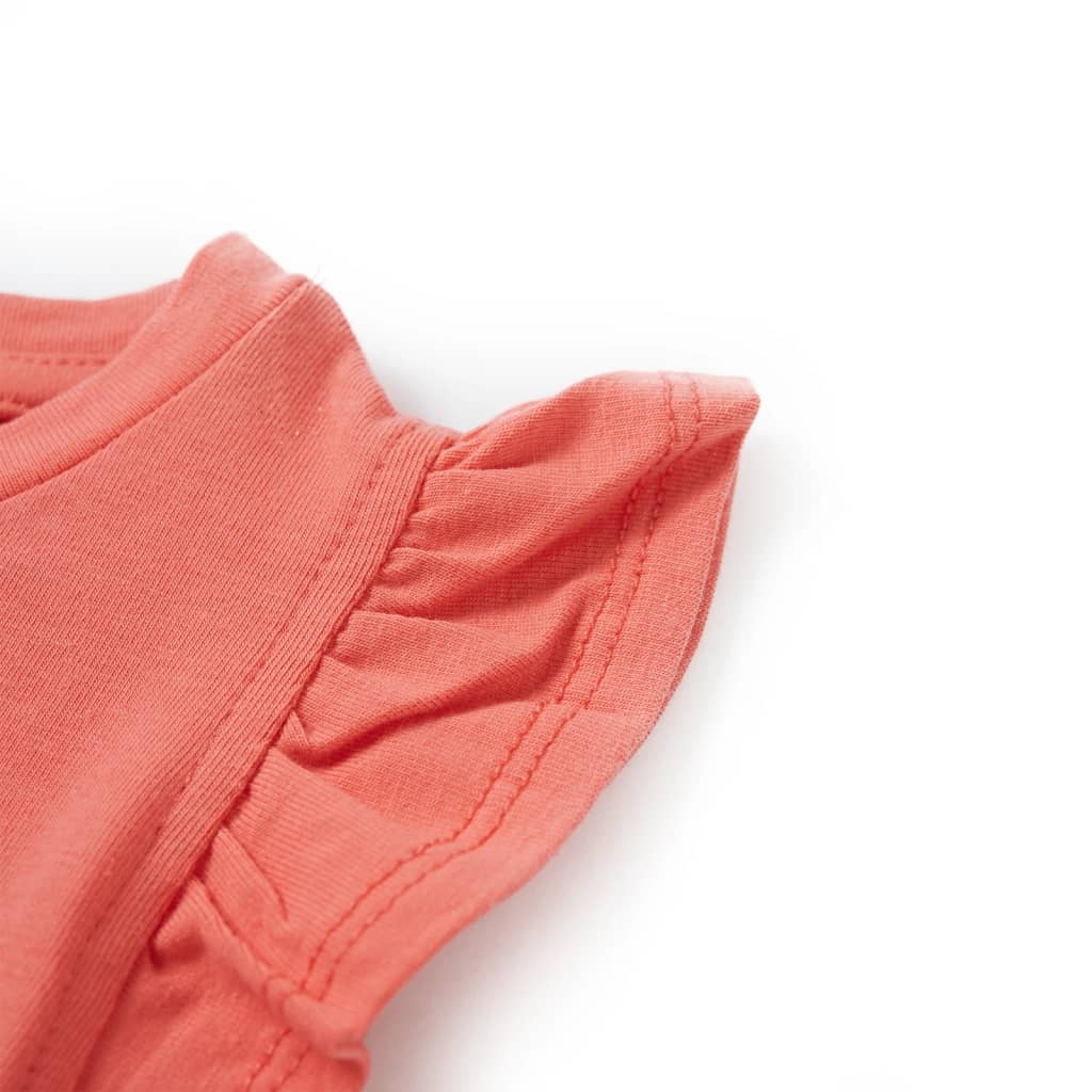 Kinder-T-Shirt mit Rüschenärmeln Korallenrosa 128