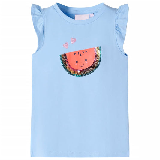 Kinder-T-Shirt mit Rüschenärmeln Hellblau 92