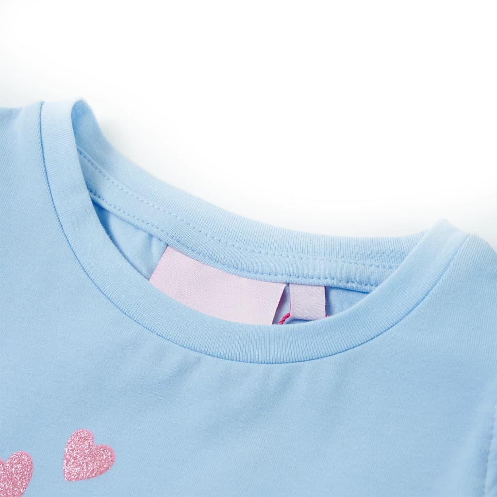 Kinder-T-Shirt mit Rüschenärmeln Hellblau 128