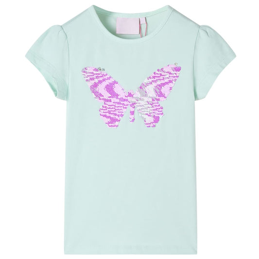 Kinder-T-Shirt mit Flügelärmeln Helles Minzgrün 128