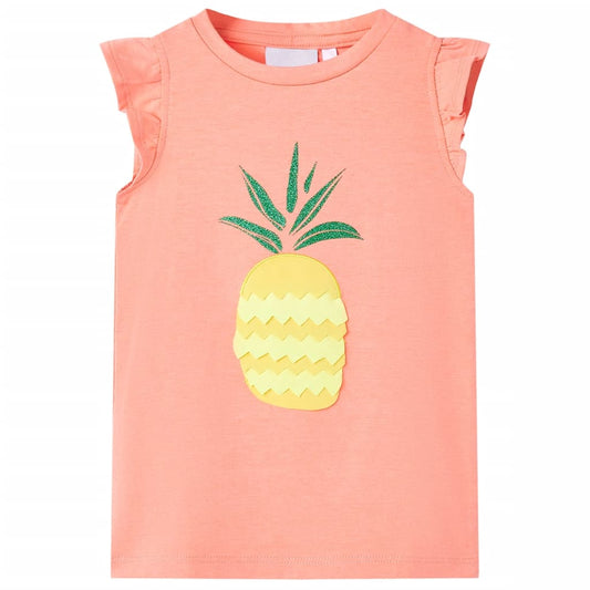 Kinder-T-Shirt Neonkoralle 128