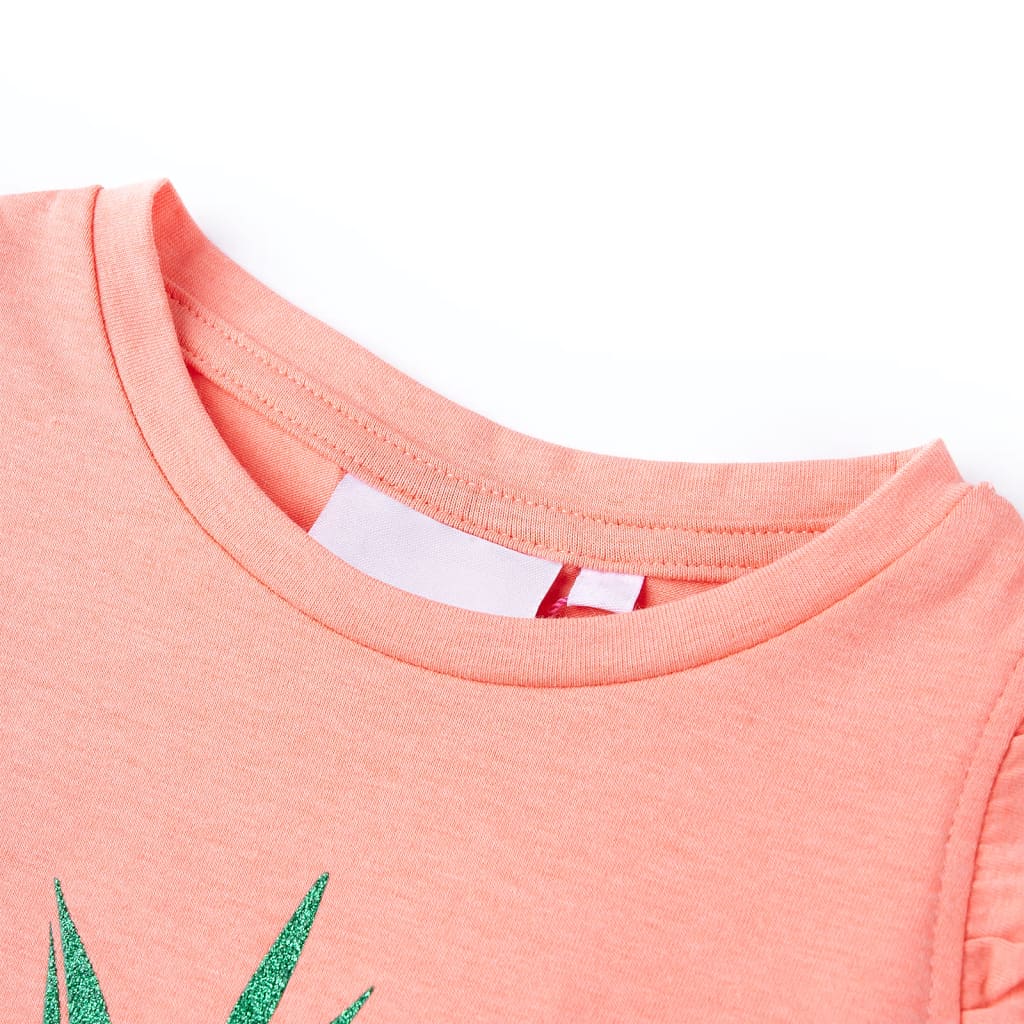 Kinder-T-Shirt Neonkoralle 128