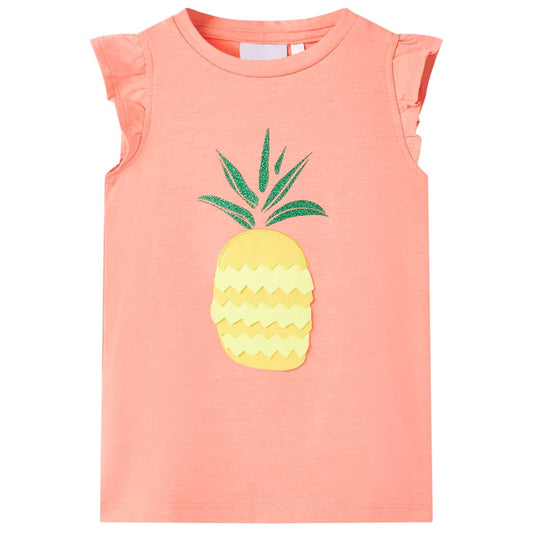 Kinder-T-Shirt Neonkoralle 140