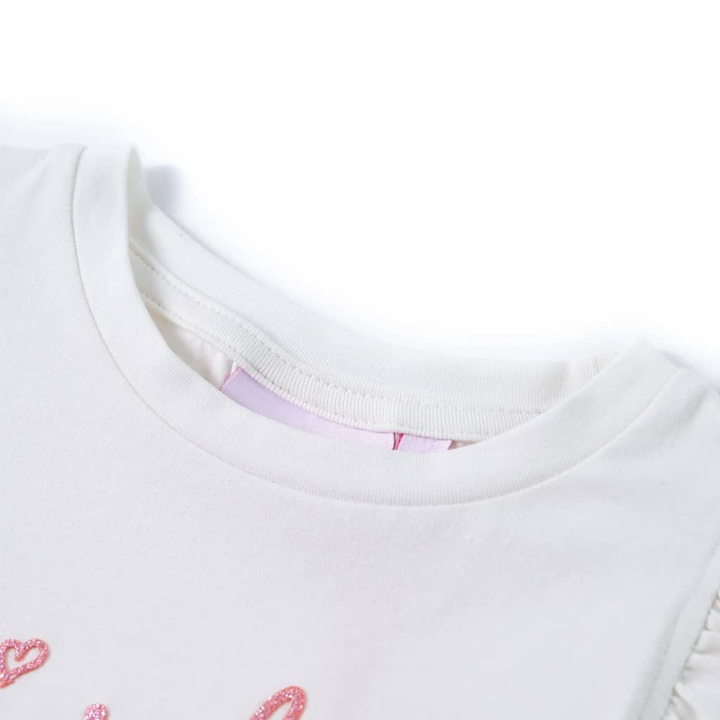 Kinder-T-Shirt mit Rüschenärmeln Ecru 116
