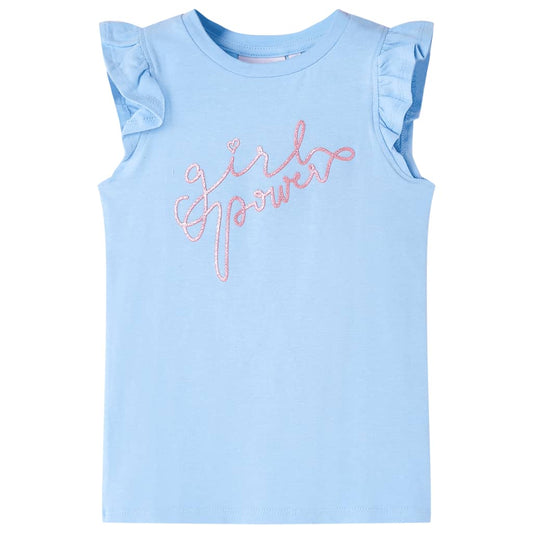 Kinder-T-Shirt mit Rüschenärmeln Hellblau 128