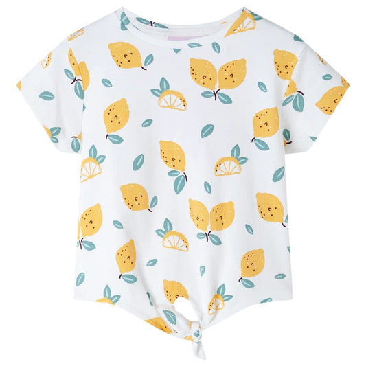 Kinder-T-Shirt mit Bindesaum Ecru 140