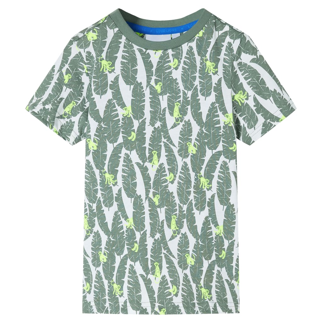 Kinder-T-Shirt Ecru und Dunkles Efeugrün 92