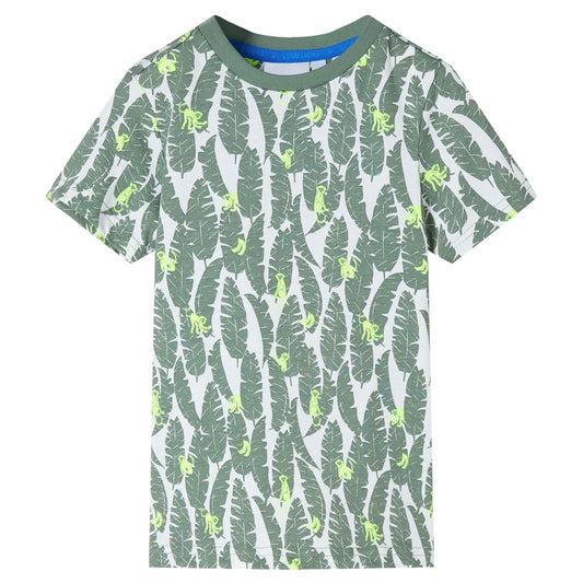 Kinder-T-Shirt Ecru und Dunkles Efeugrün 128