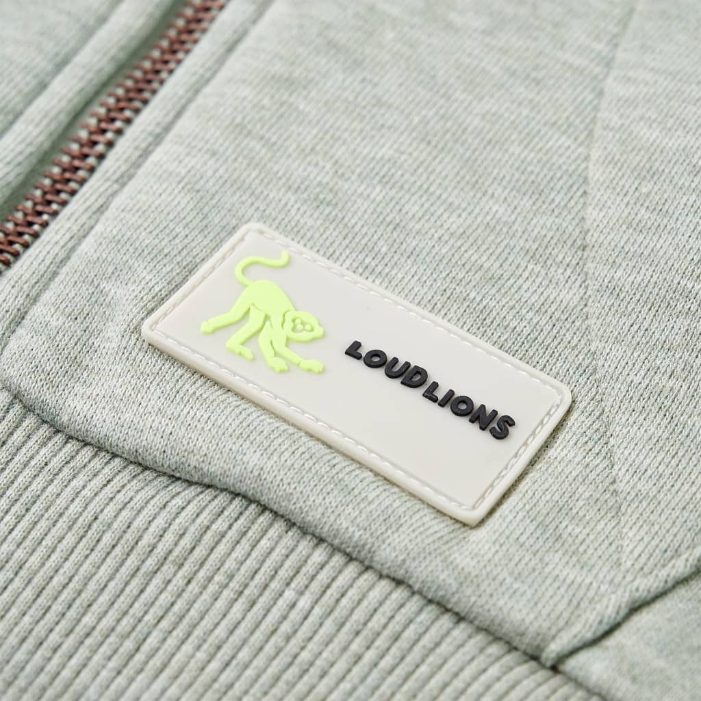 Kinder-Kapuzenpullover mit Reißverschluss Helles Khaki Melange 92