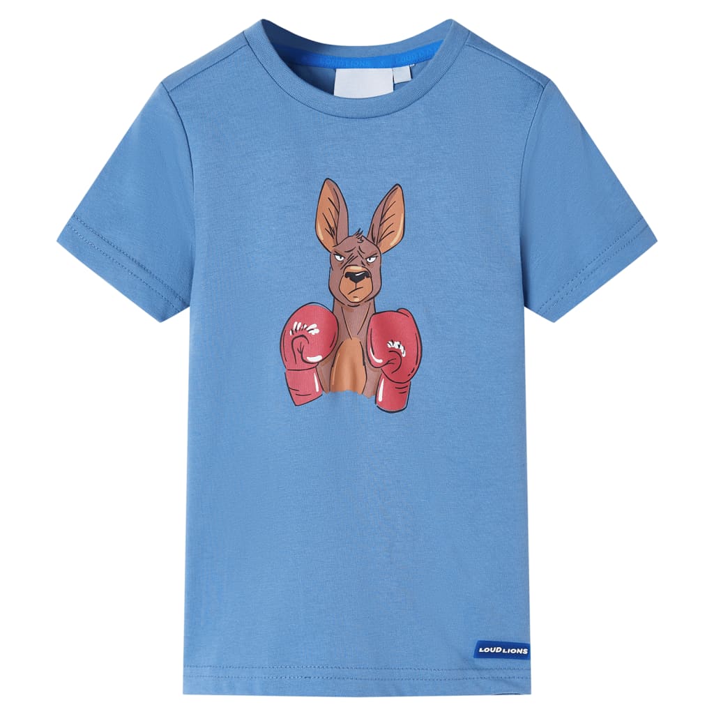 Kinder-Kurzarmshirt Mittelblau 140