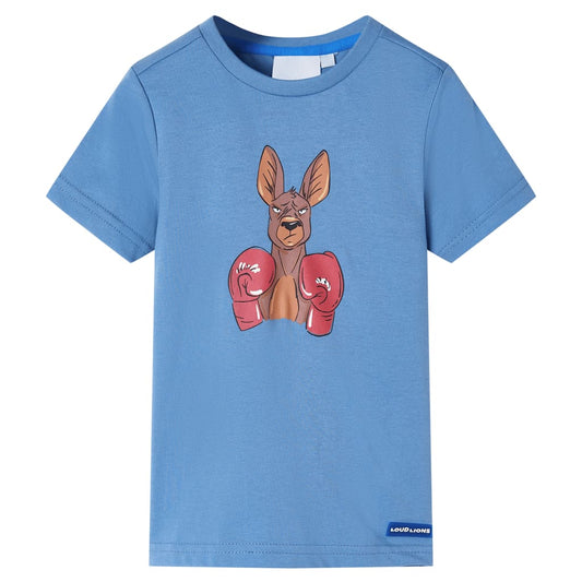 Kinder-Kurzarmshirt Mittelblau 140