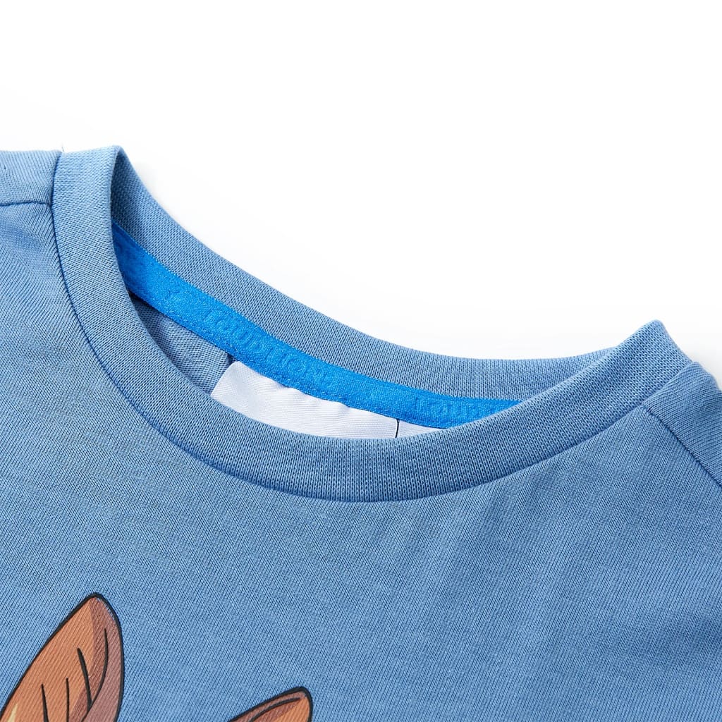 Kinder-Kurzarmshirt Mittelblau 140