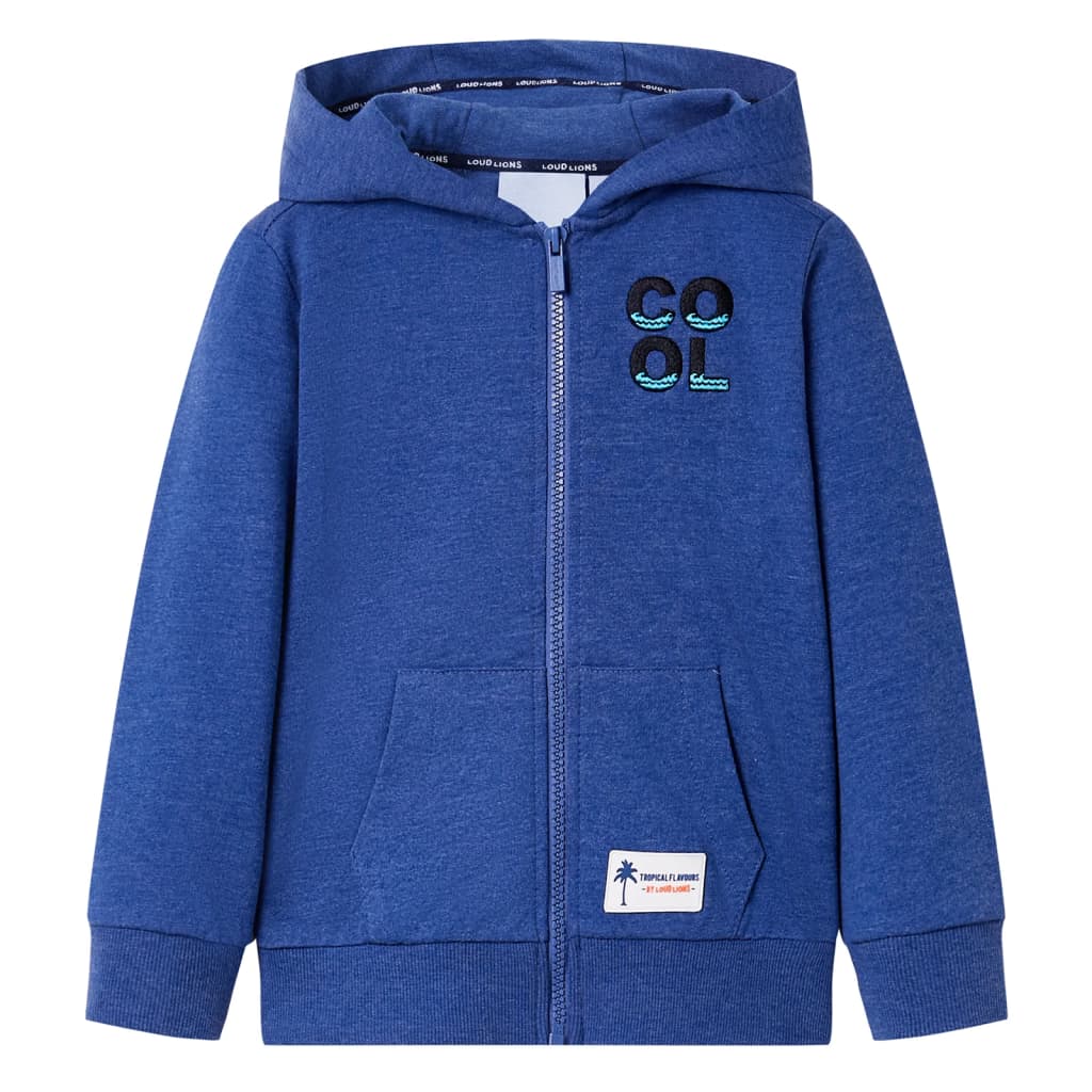 Kinder-Kapuzenpullover mit Reißverschluss Dunkelblau Melange 104