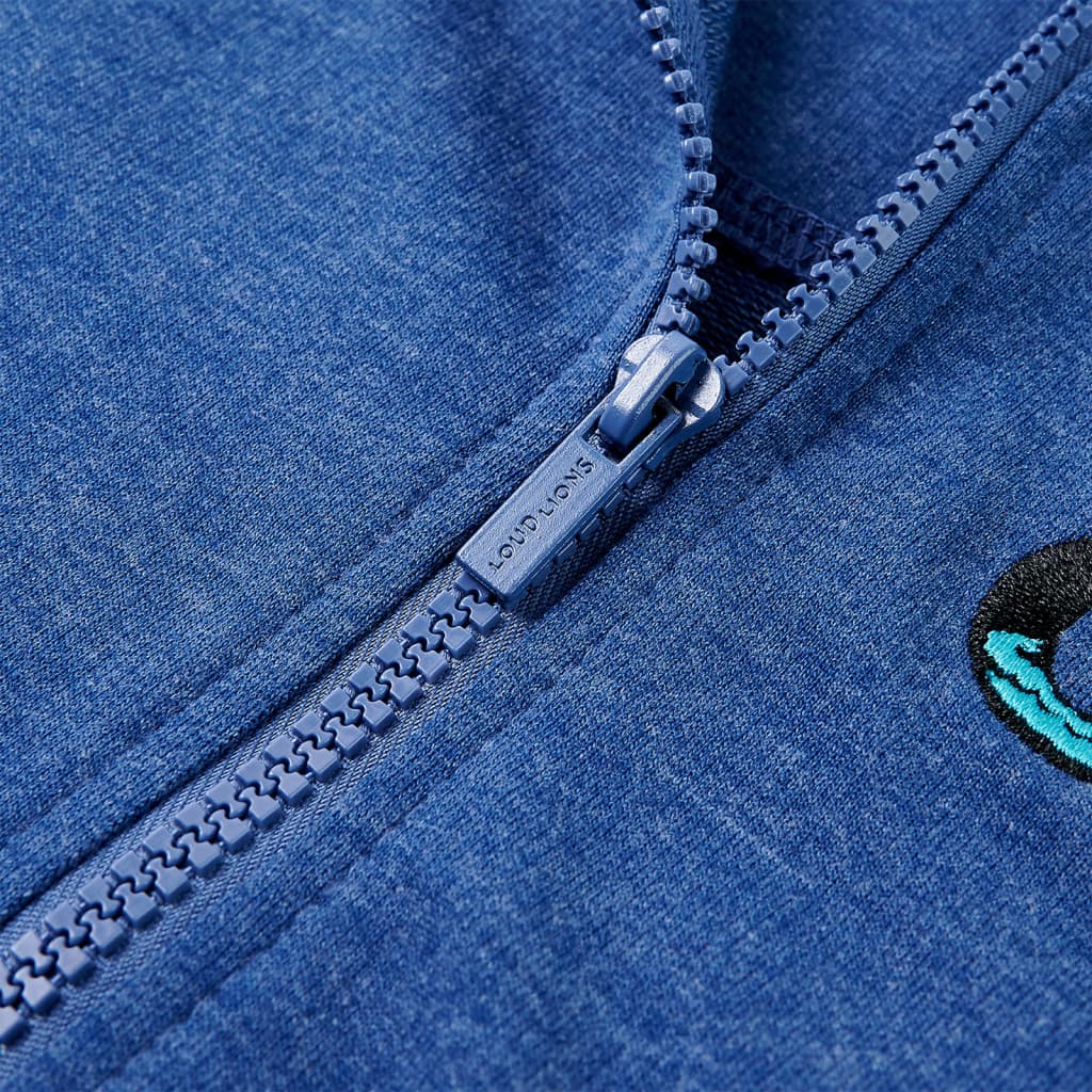 Kinder-Kapuzenpullover mit Reißverschluss Dunkelblau Melange 104