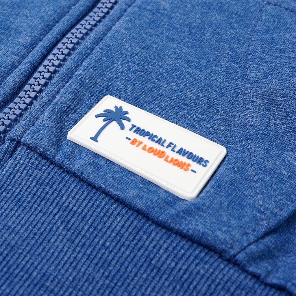 Kinder-Kapuzenpullover mit Reißverschluss Dunkelblau Melange 104