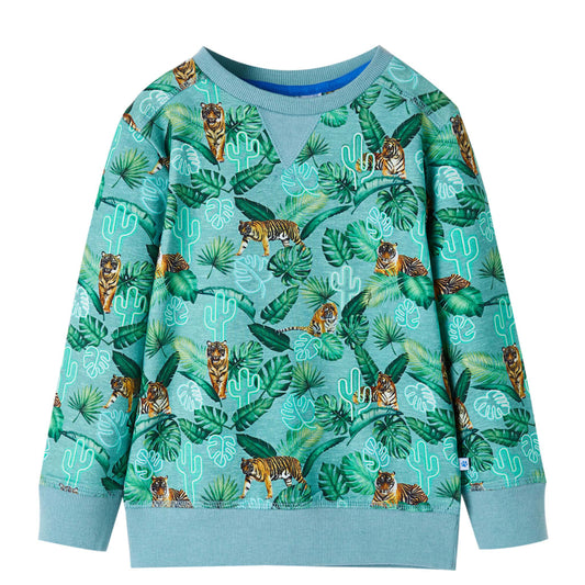 Kinder-Sweatshirt Grün Meliert 92