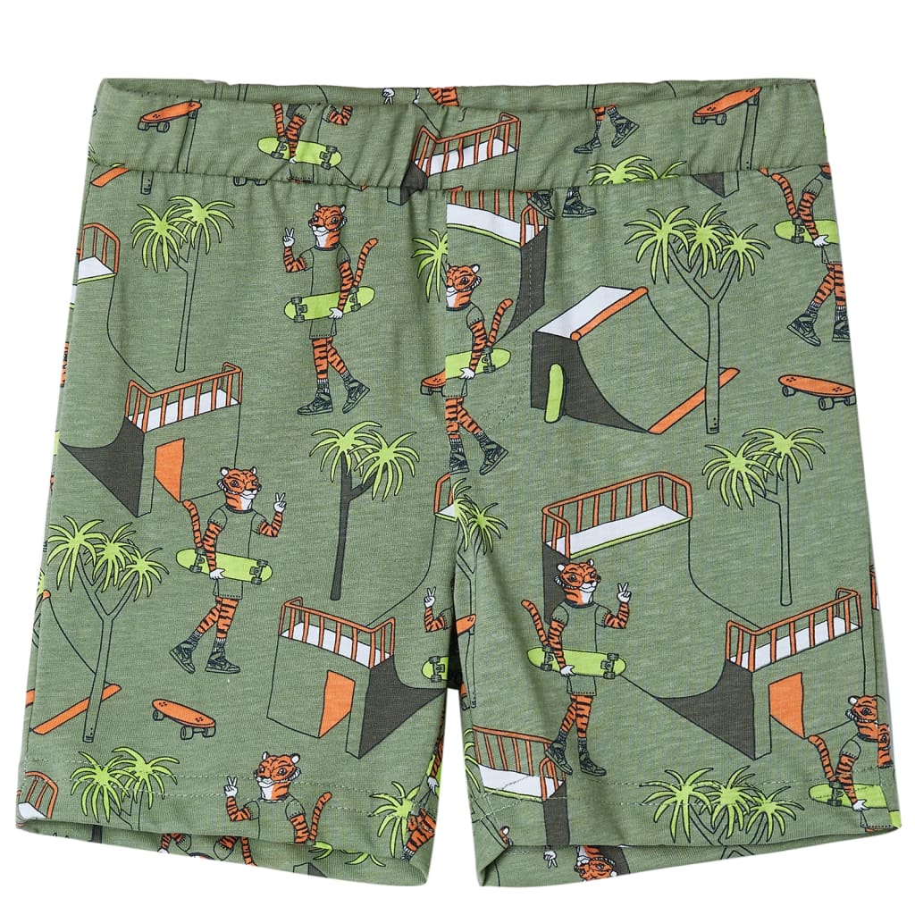 Kinderpyjama mit Kurzen Ärmeln Hellkhaki 104
