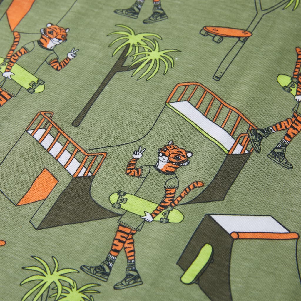 Kinderpyjama mit Kurzen Ärmeln Hellkhaki 104