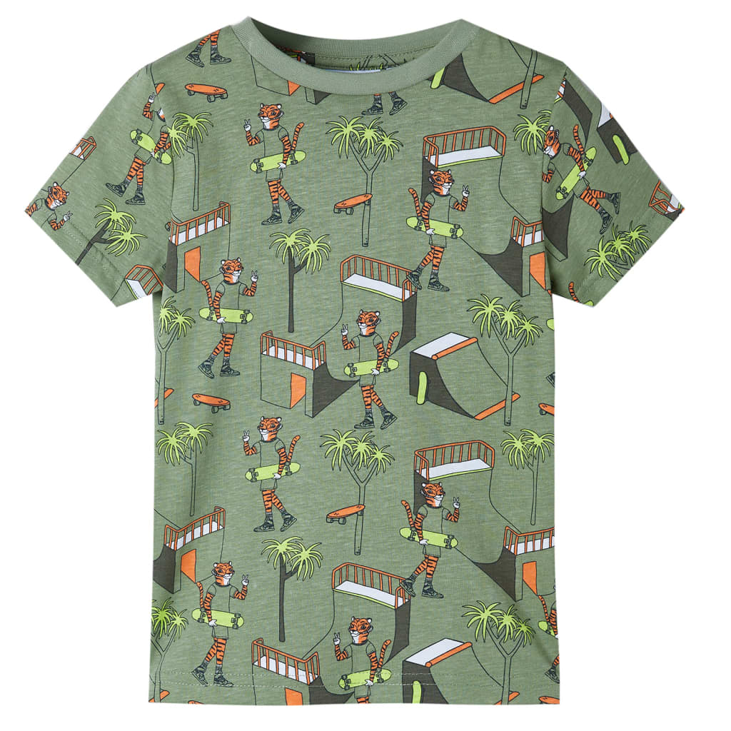 Kinderpyjama mit Kurzen Ärmeln Hellkhaki 128
