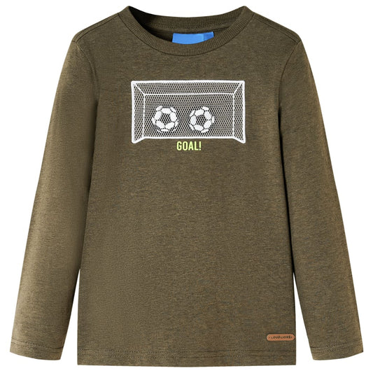 Kinder-Langarmshirt Khaki Melange 128