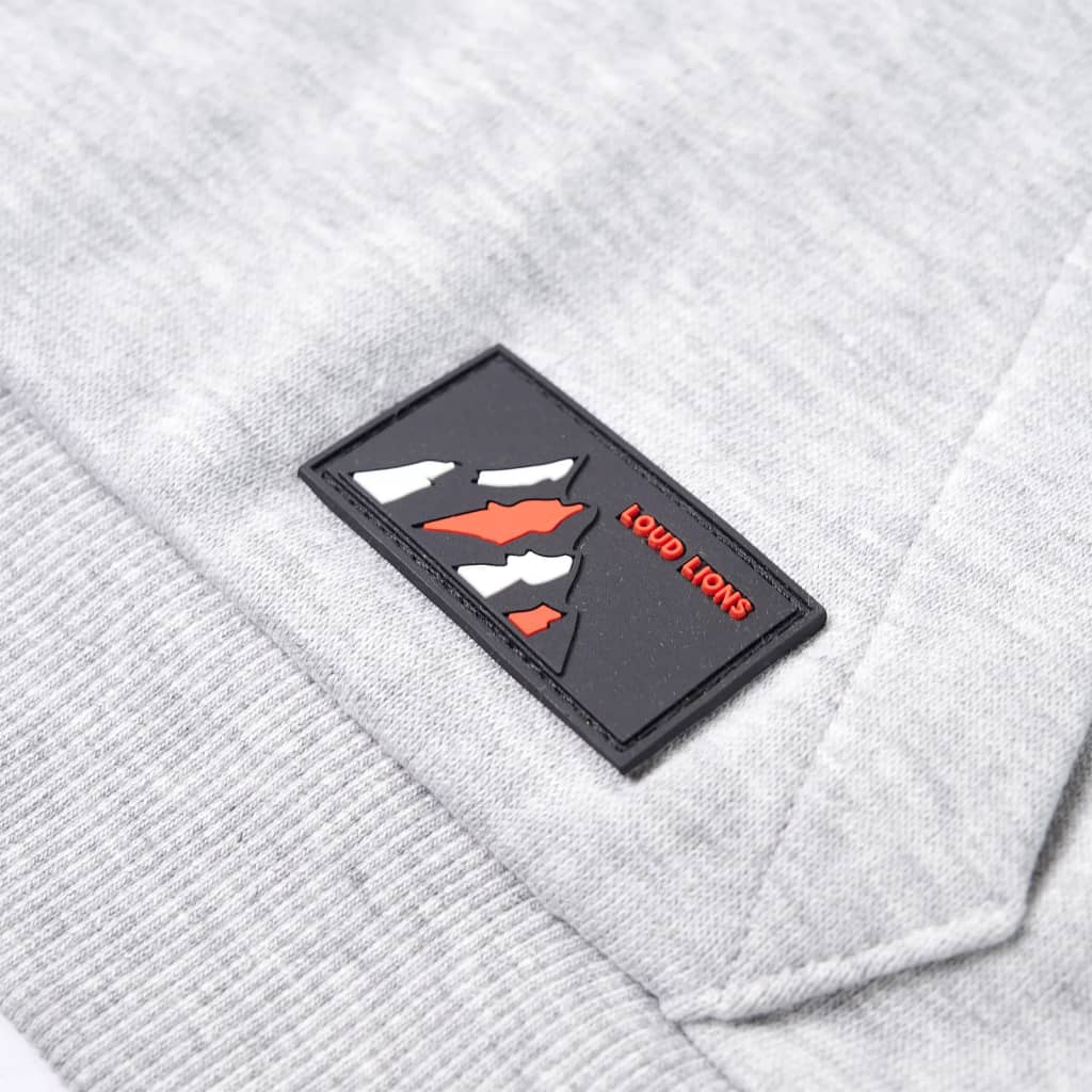 Kinder-Kapuzenpullover Grau Melange und Orange 92