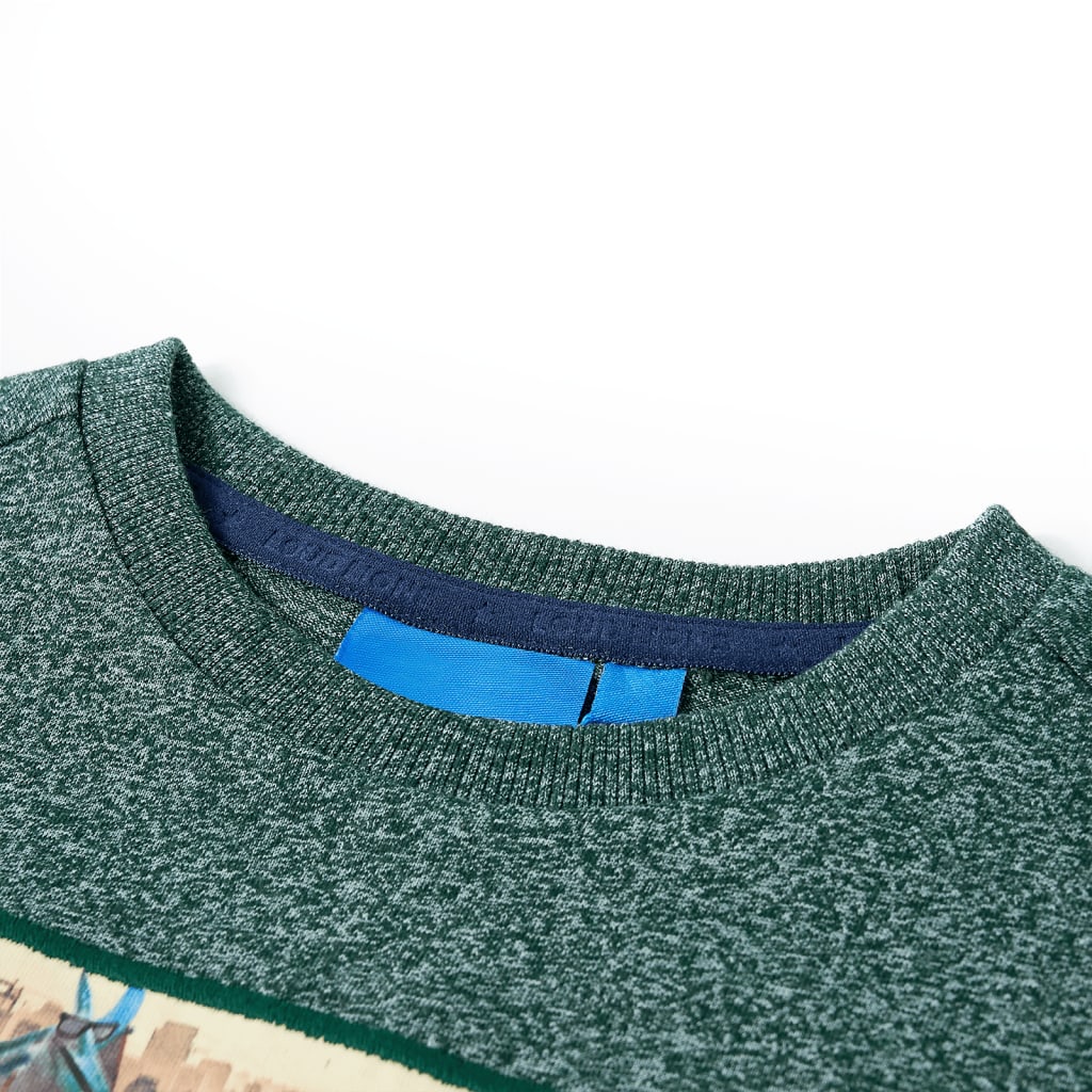 Kinder-Langarmshirt Dunkelgrün Melange 116