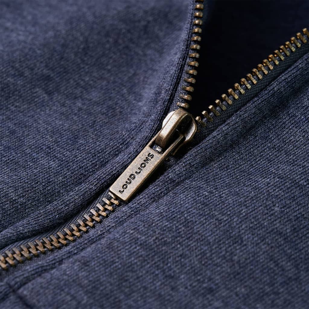 Kinder-Kapuzenpullover mit Reißverschluss Dunkelblau Melange 128