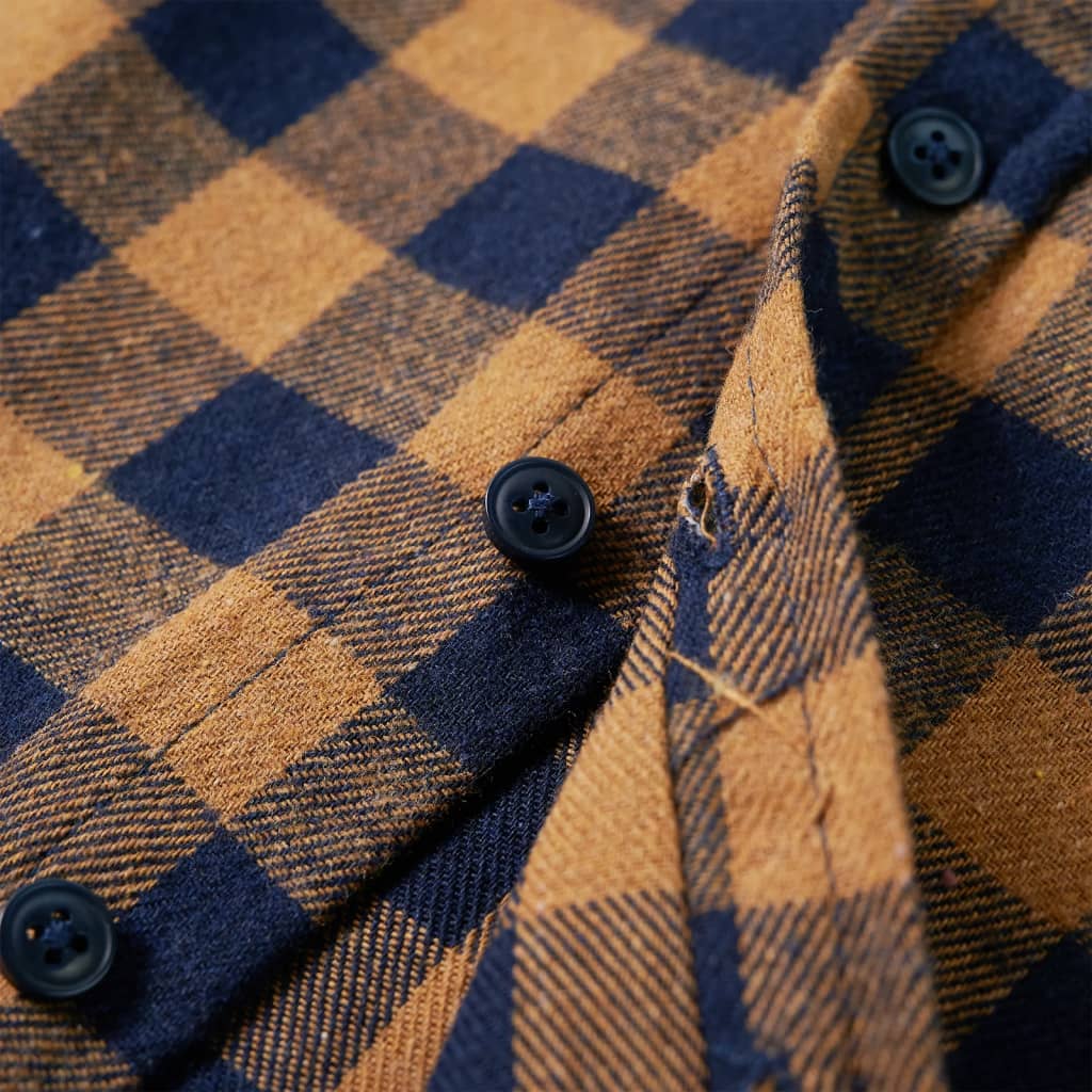 Kinderhemd Karomuster Cognac und Blau 116